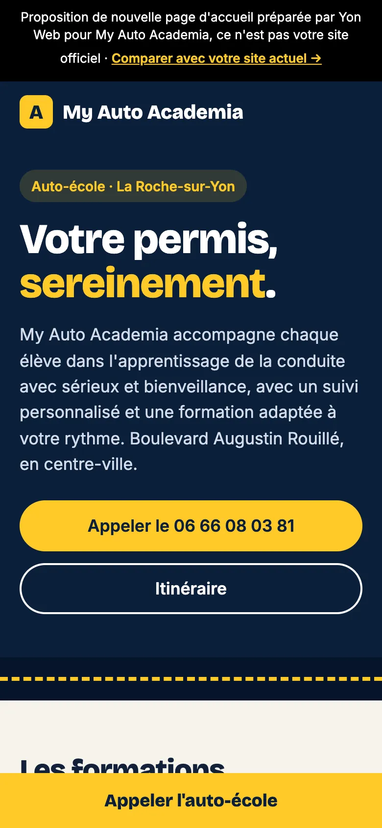 Proposition de nouvelle page d'accueil Yon Web